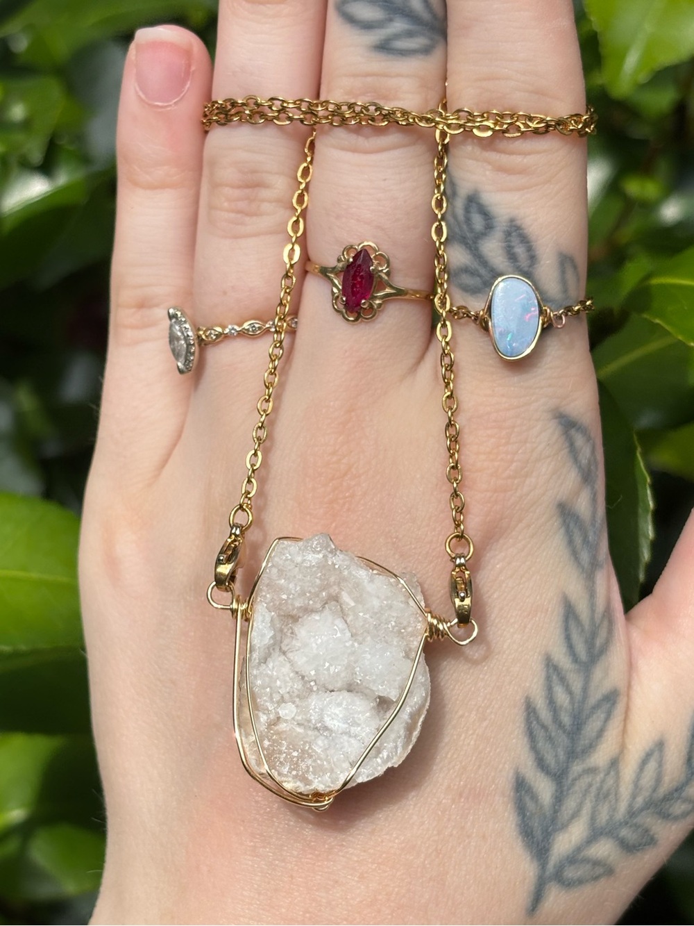 Druzy quartz interchangeable necklace